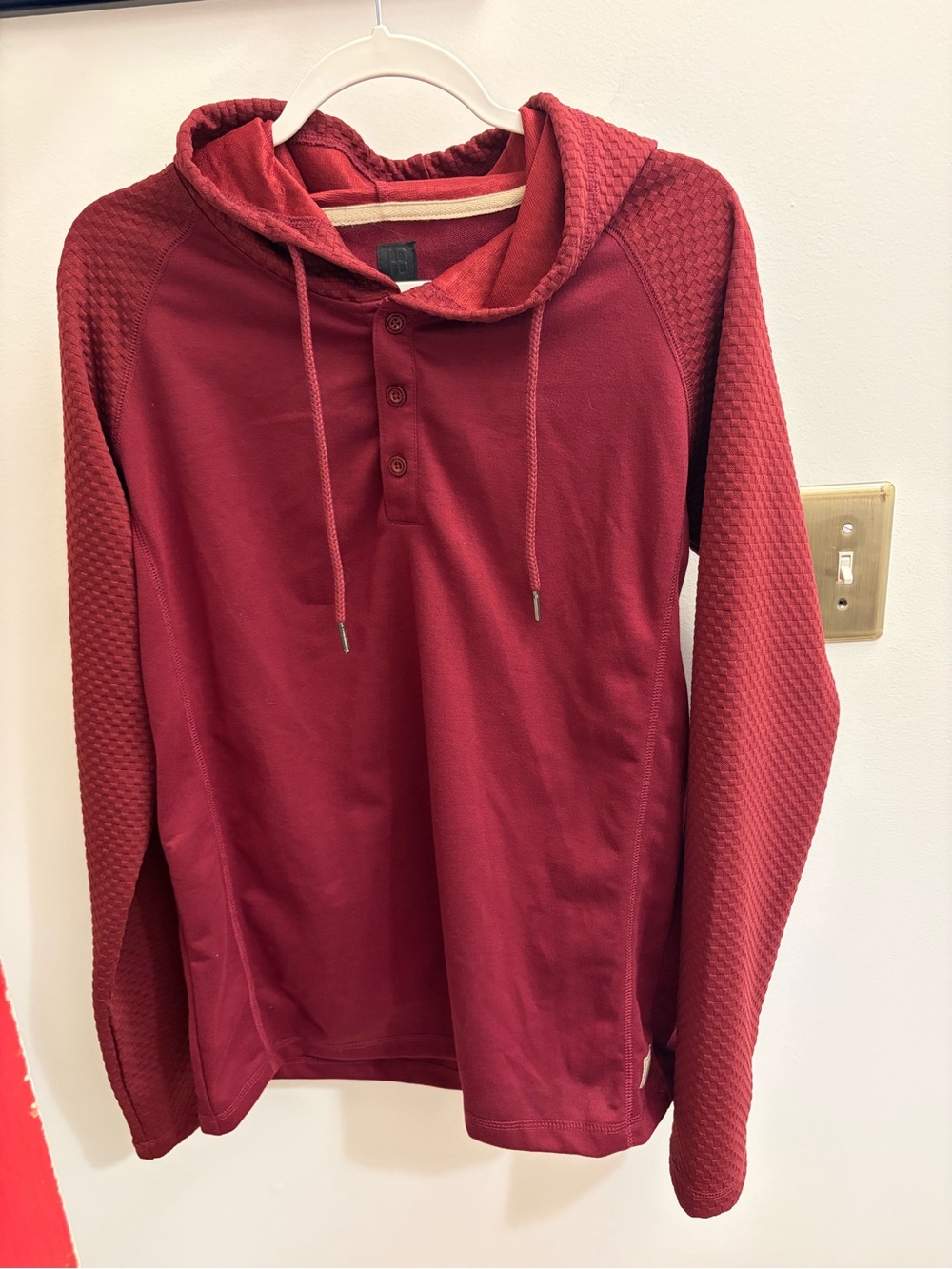 Harmont & Blaine Maroon Hooded Henley Sweatshirt - Size L